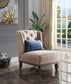 ACME House Marchese Accent Chair w/Pillow, Two Tone Beige Fabric & Tobacco Finish FredCo