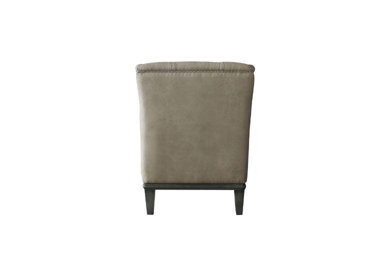 ACME House Marchese Accent Chair w/Pillow, Two Tone Beige Fabric & Tobacco Finish FredCo