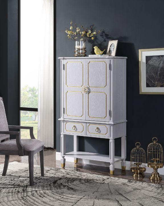 ACME House Marchese Cabinet, Pearl Gray Finish FredCo