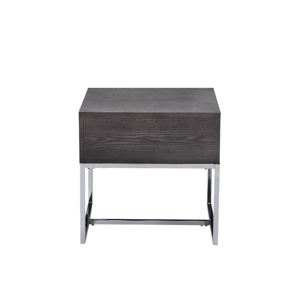 ACME Iban - End Table, Gray Oak & Chrome FredCo