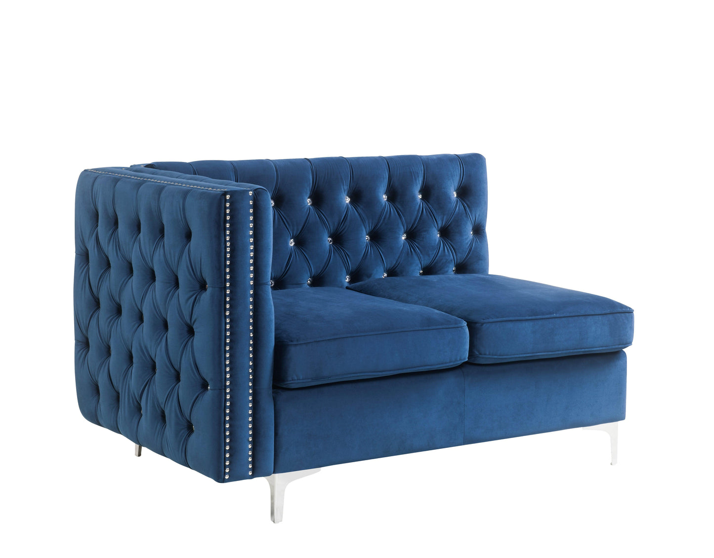 ACME Jaszira Modular - Armless Loveseat w/2 Pillows, Blue Velvet FredCo