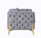 ACME Jelanea Sofa w/2 Pillows, Gray Velvet & Gold Finish FredCo