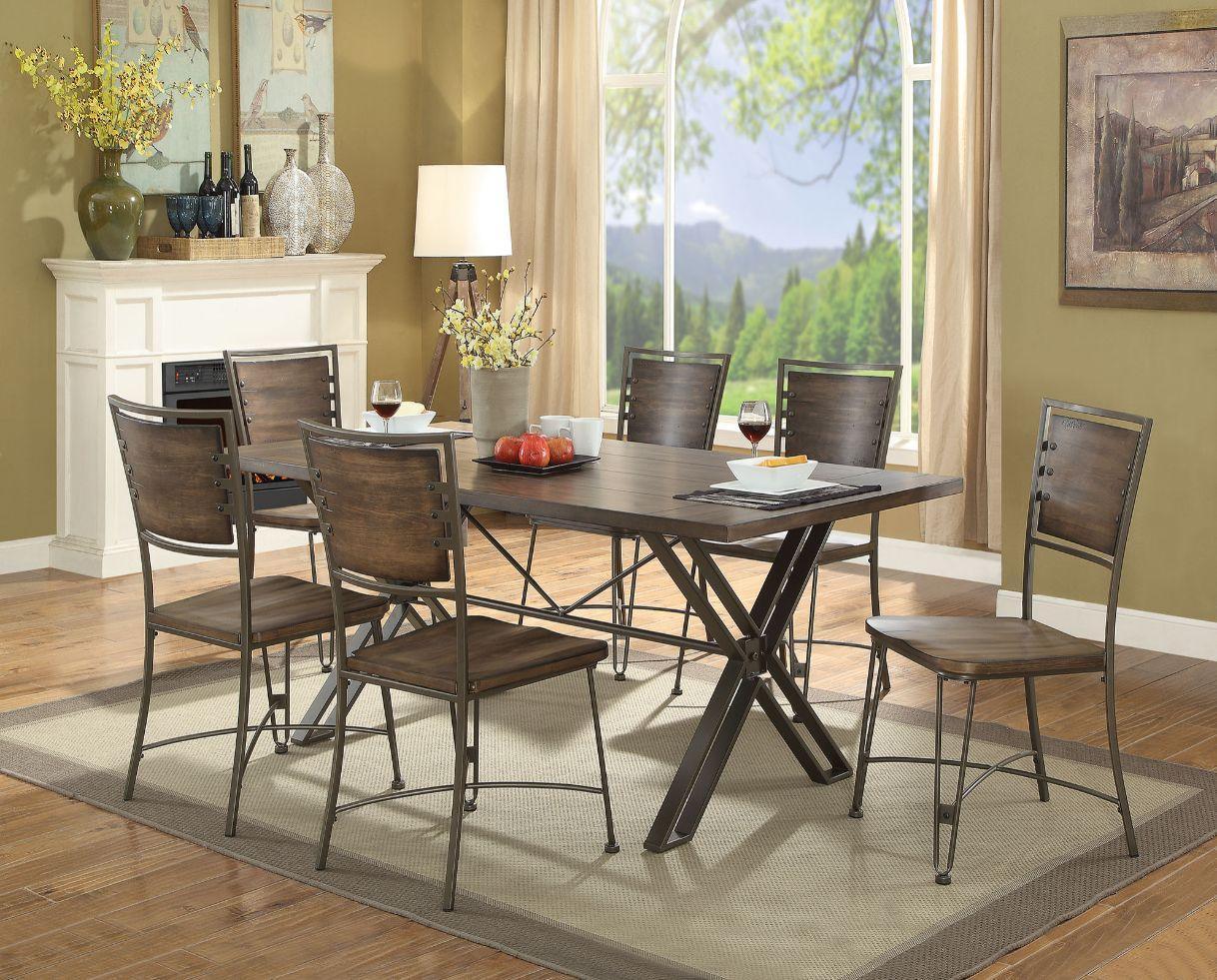 ACME Jodoc Dining Table, Walnut & Gunmetal FredCo