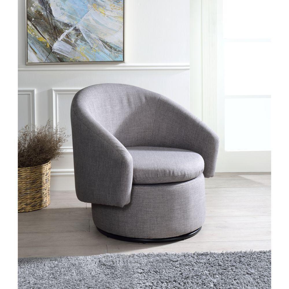 ACME Joyner Accent Chair, Pebble-Gray Linen FredCo