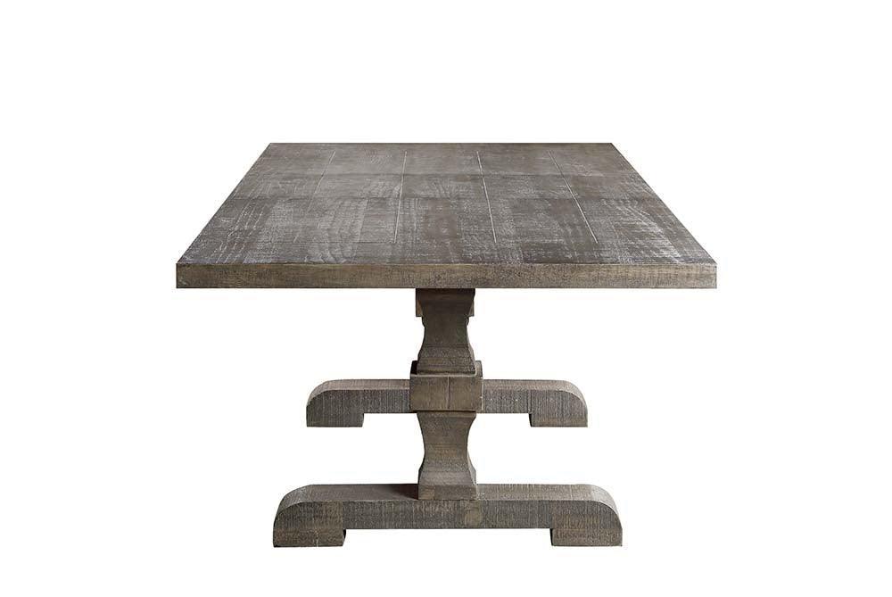 ACME Landon Dining Table (Includes 1 x 18"Leaf), Salvage Gray Finish FredCo