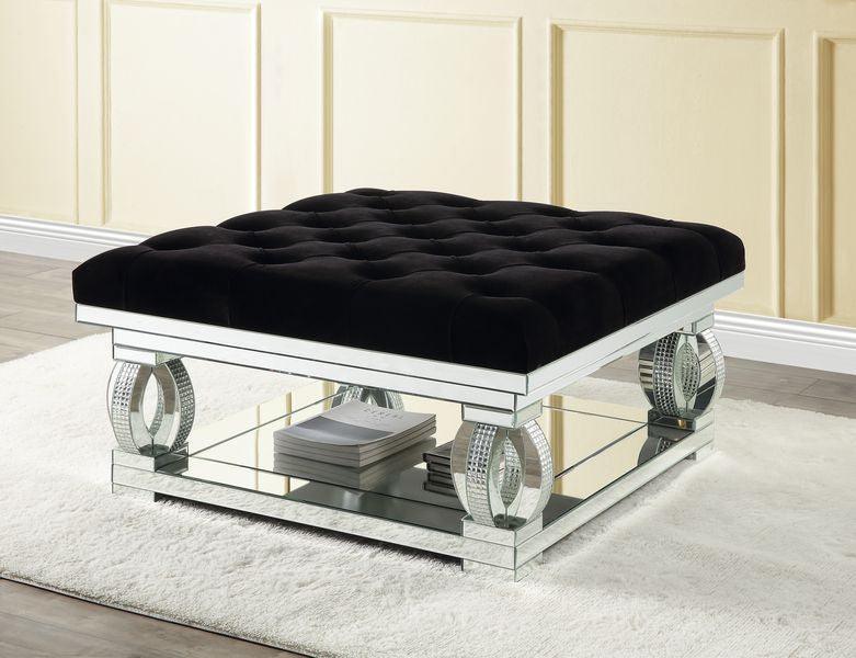 ACME Lotus Ottoman, Mirrored & Faux Diamonds FredCo