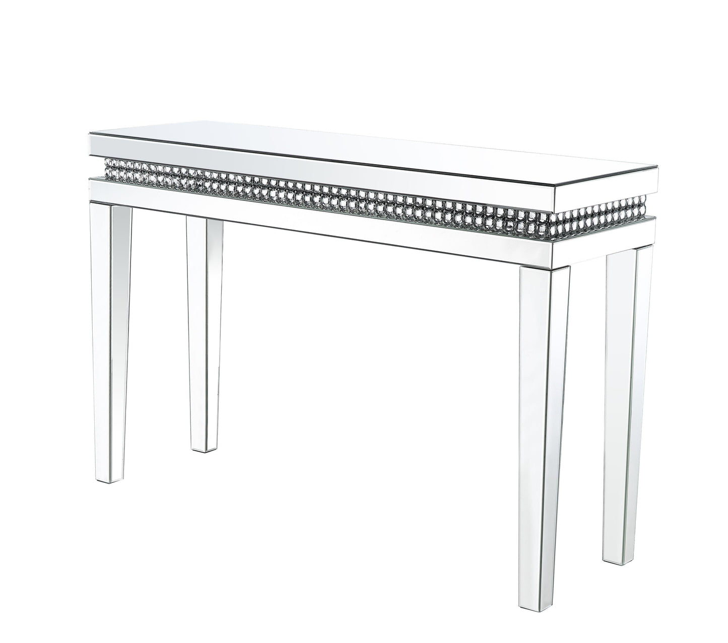 ACME Lotus Sofa Table, Mirrored & Faux Crystals Inlay FredCo