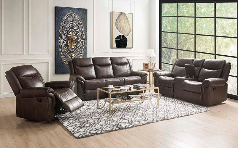 ACME Lydia Glider Recliner , Brown Leather Aire FredCo