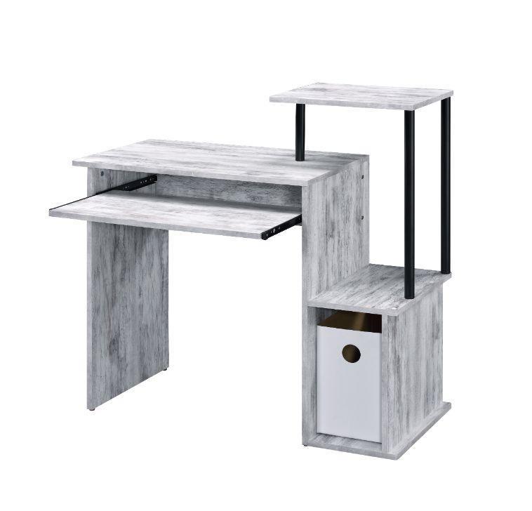 ACME Lyphre Computer Desk, Antique White & Black Finish 92762 FredCo