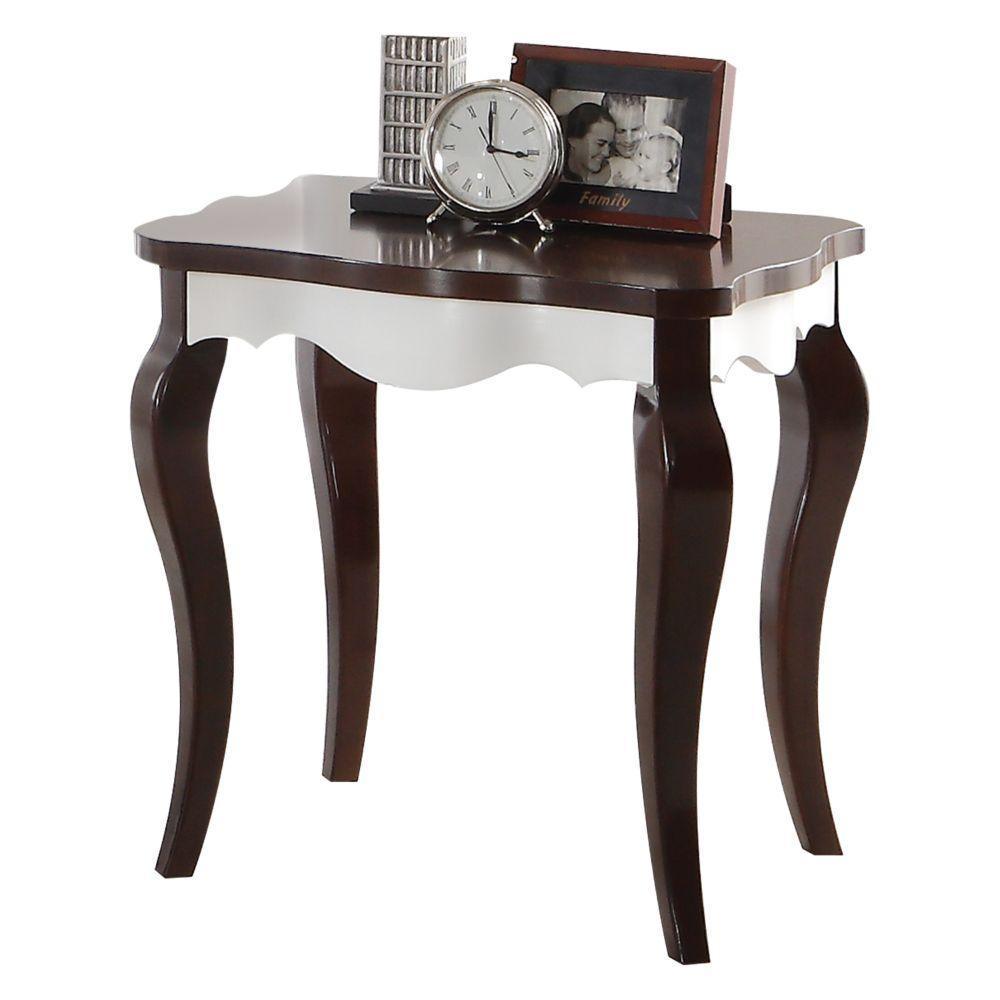 ACME Mathias End Table, Walnut & White FredCo