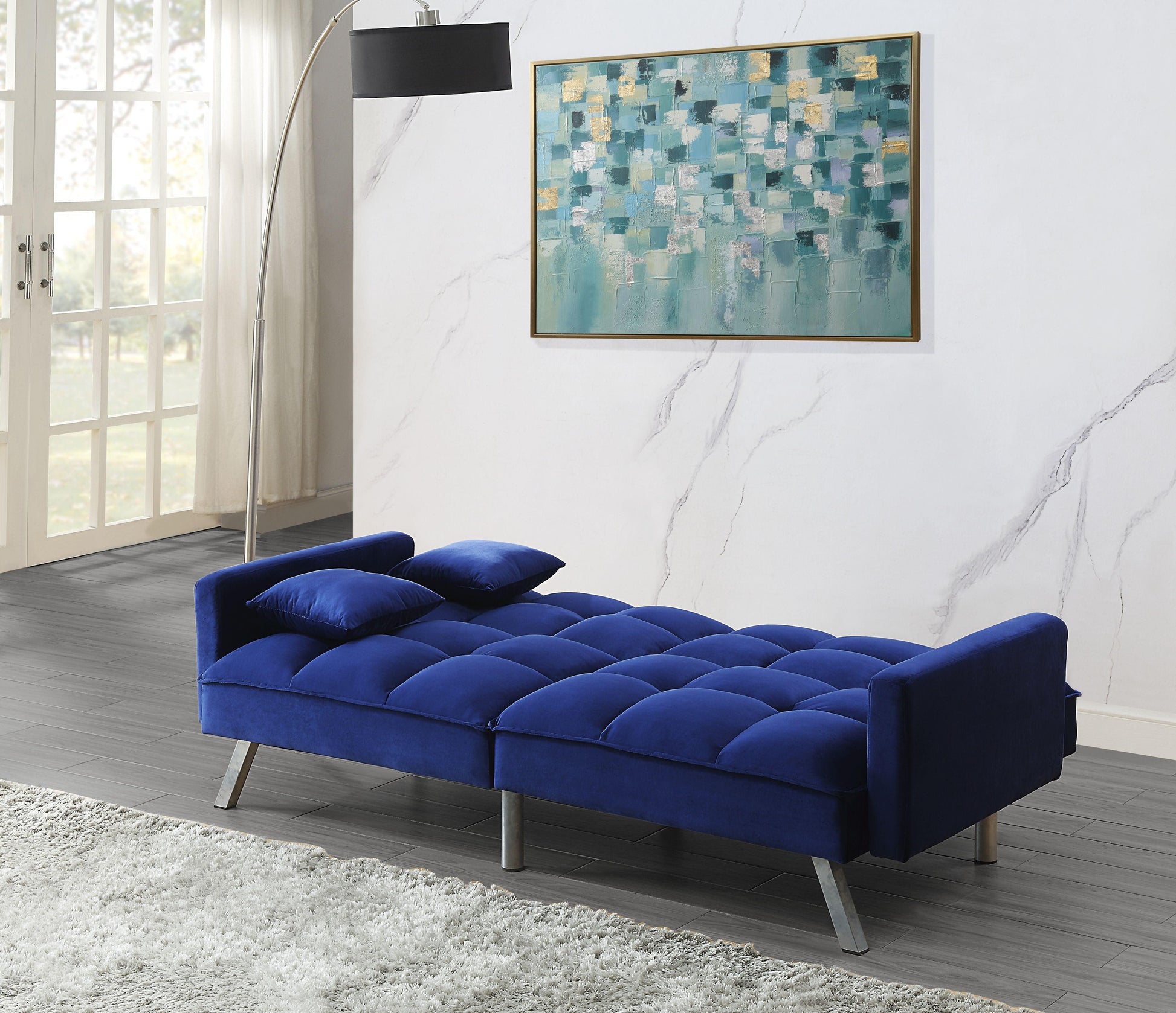 ACME Mecene Adjustable Sofa , Blue Velvet FredCo