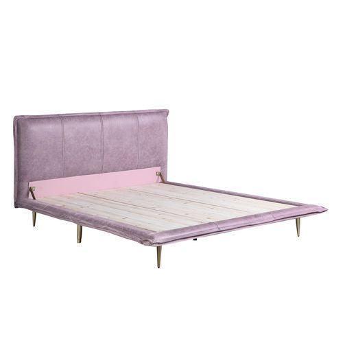 ACME Metis Eastern King Bed, Pink Top Grain Leather FredCo