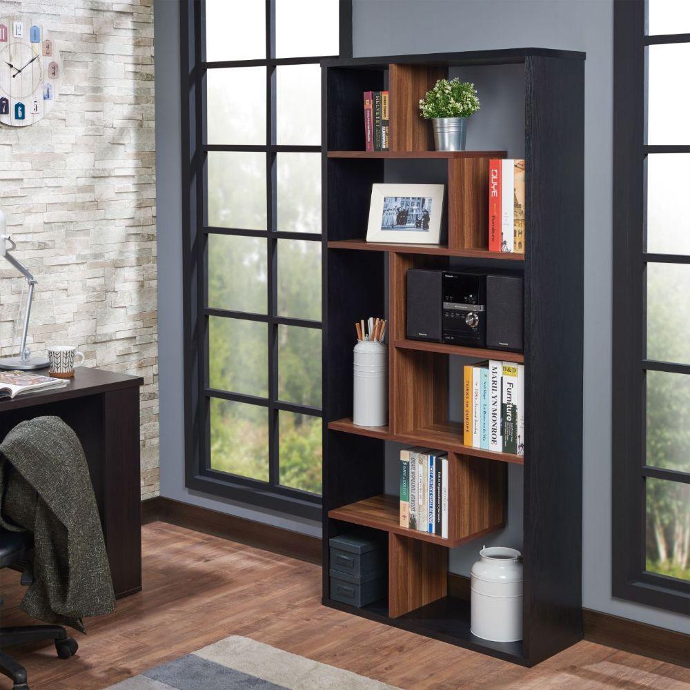 ACME Mileta II Bookshelf, Black & Walnut FredCo