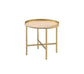 ACME Mithea End Table, Oak Table Top & Gold Finish FredCo