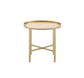 ACME Mithea End Table, Oak Table Top & Gold Finish FredCo