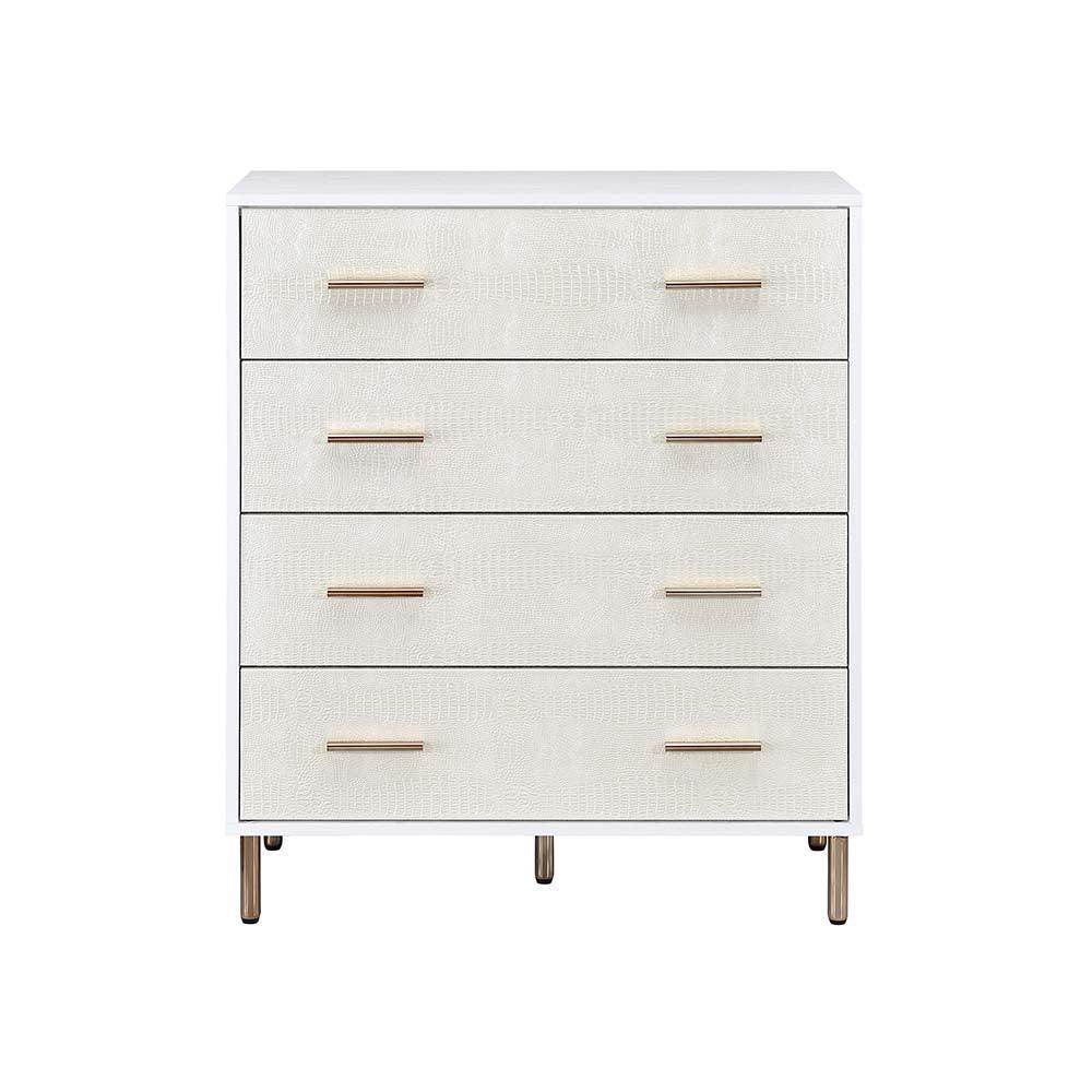 ACME Myles Chest, White, Champagne & Gold Finish | FredCo