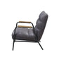 ACME Nignu Accent Chair, Gray Top Grain Leather & Matt Iron Finish FredCo