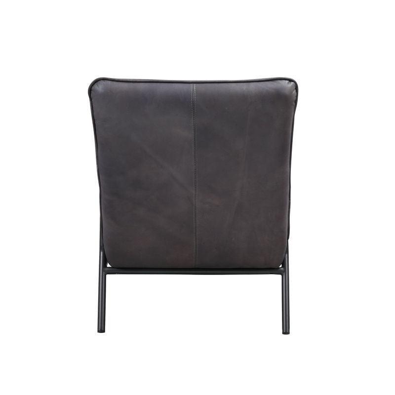 ACME Nignu Accent Chair, Gray Top Grain Leather & Matt Iron Finish FredCo