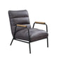 ACME Nignu Accent Chair, Gray Top Grain Leather & Matt Iron Finish FredCo