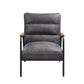 ACME Nignu Accent Chair, Gray Top Grain Leather & Matt Iron Finish FredCo