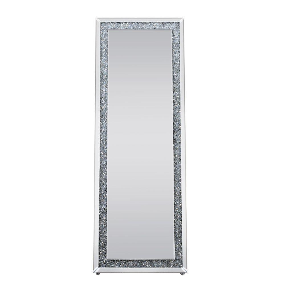 ACME Noralie Accent Mirror (Floor), Mirrored & Faux Diamonds FredCo