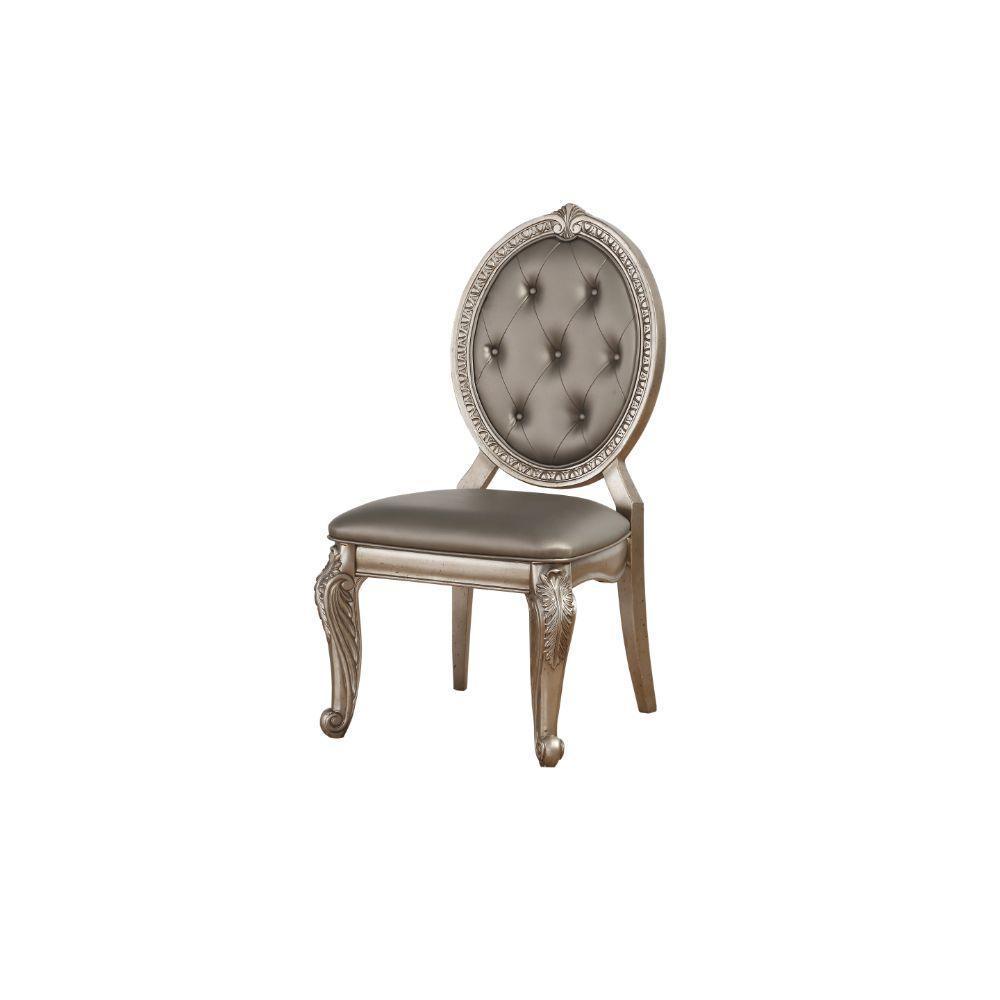 ACME Northville Side Chair (Set-2), PU & Antique Silver FredCo