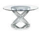 ACME Ornat Dining Table, Clear Glass, Mirrored & Faux Diamond FredCo