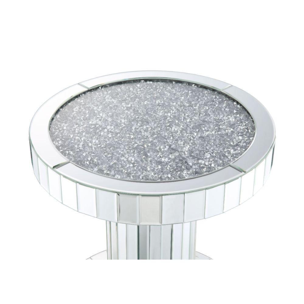 ACME Ornat End Table, Mirrored & Faux Stones FredCo