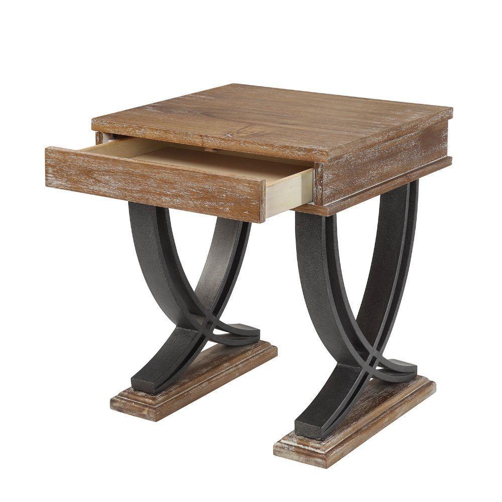 ACME Pellio End Table, Antique Oak & Black FredCo