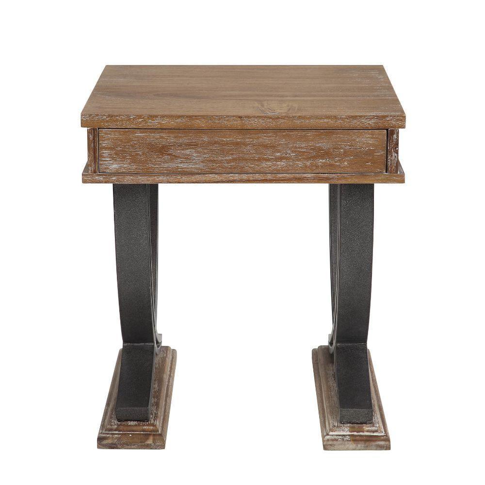 ACME Pellio End Table, Antique Oak & Black FredCo