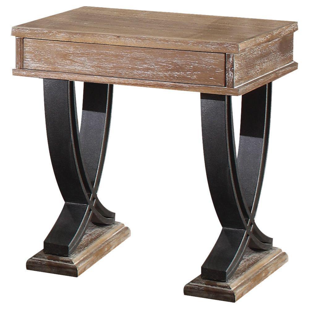 ACME Pellio End Table, Antique Oak & Black FredCo