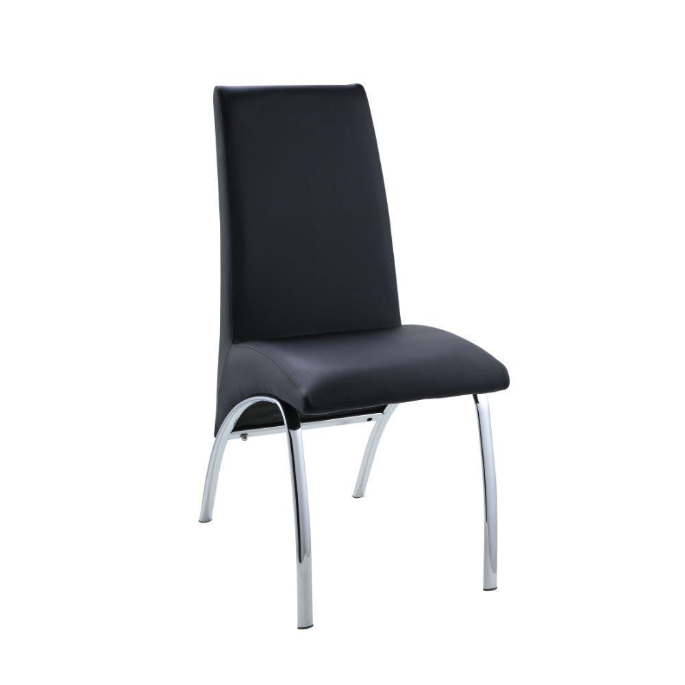 ACME Pervis Side Chair (Set-2), Black PU & Chrome FredCo