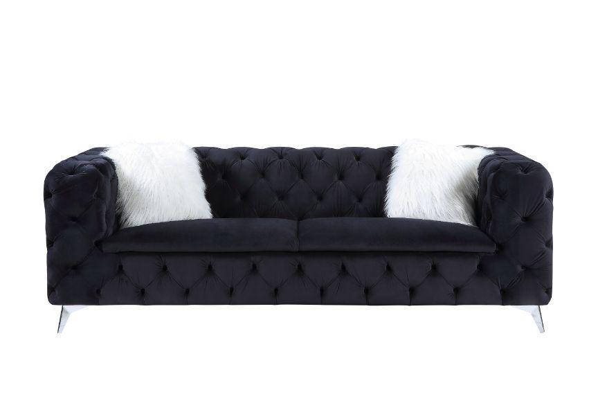 ACME Phifina Sofa w/2 Pillows, Black Velvet FredCo