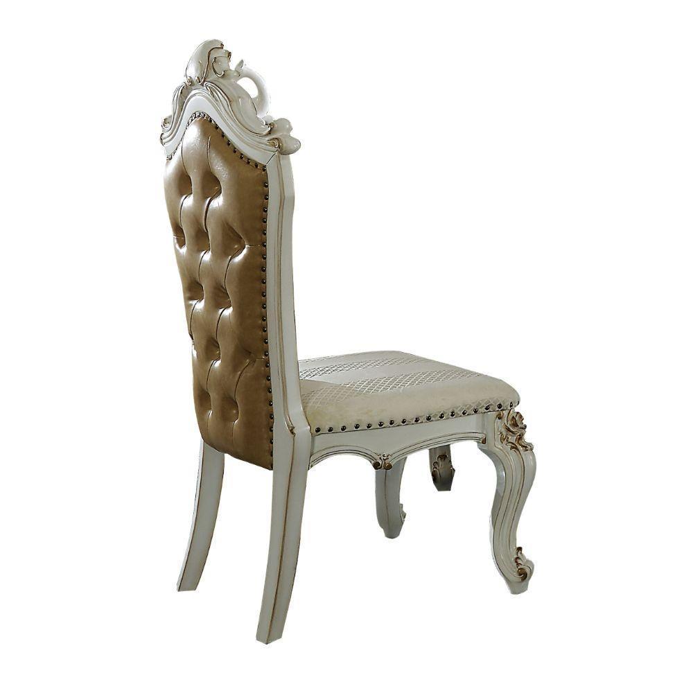 ACME Picardy Side Chair (Set-2), Fabric/PU & Antique Pearl FredCo