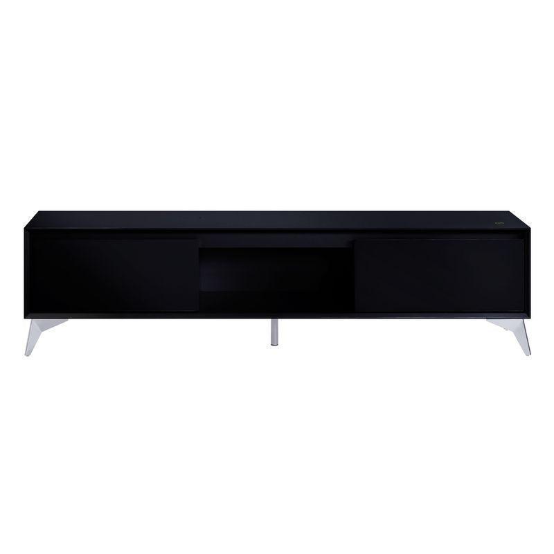 ACME Raceloma TV stand , LED, Black & Chrome Finish FredCo