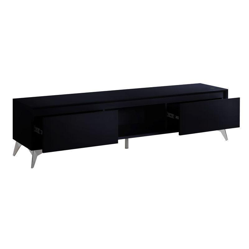 ACME Raceloma TV stand , LED, Black & Chrome Finish FredCo