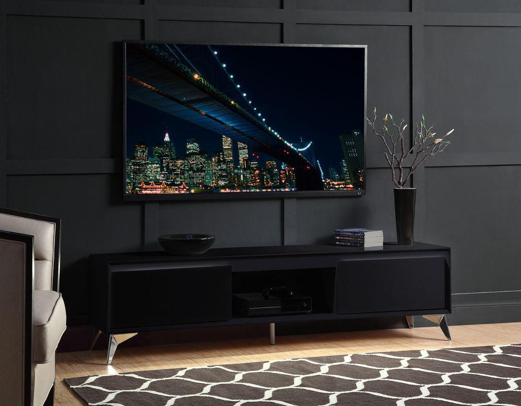 ACME Raceloma TV stand , LED, Black & Chrome Finish FredCo