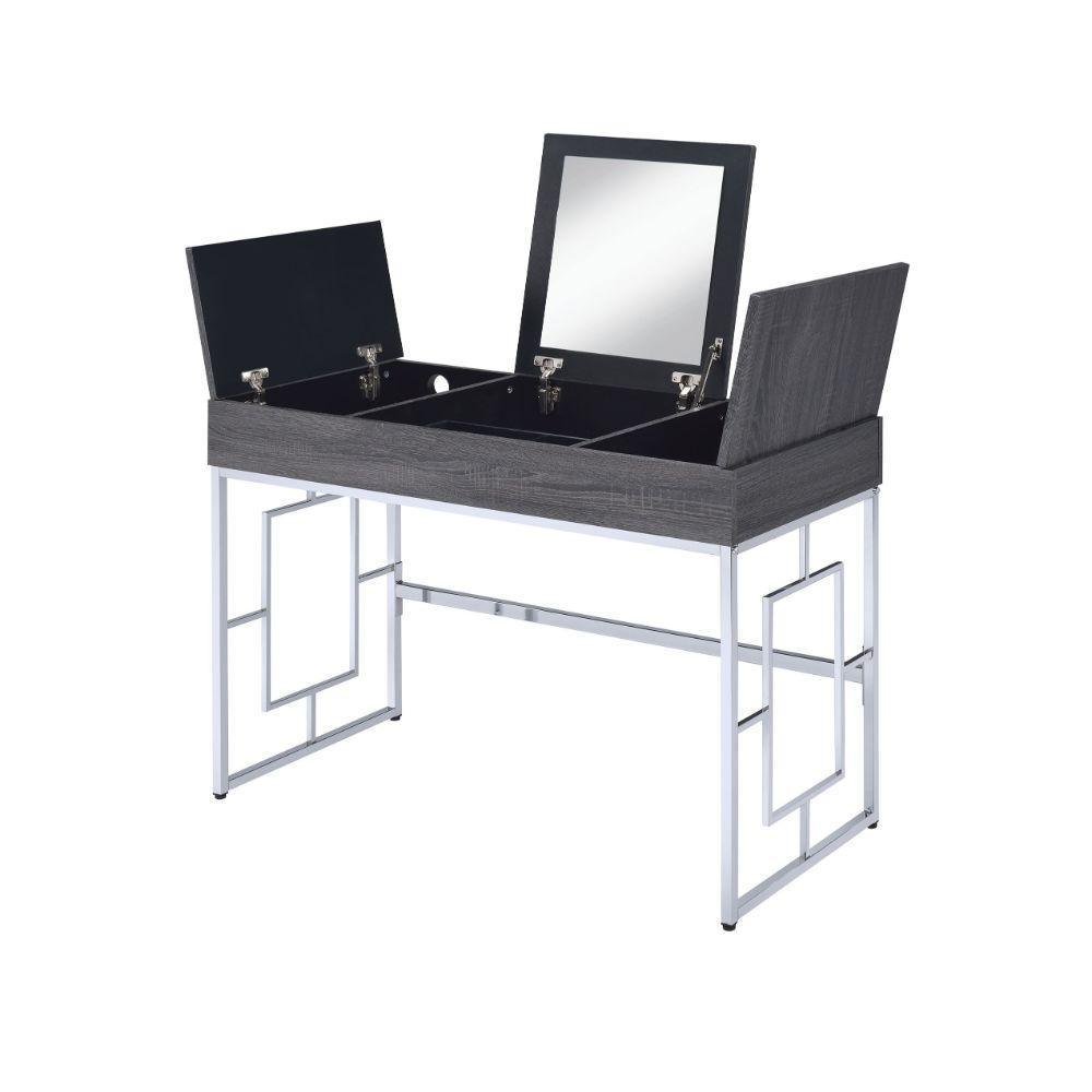 ACME Saffron Vanity Desk, Black Oak & Chrome FredCo