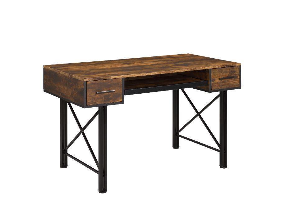 ACME Settea Computer Desk, Weathered Oak & Black Finish FredCo