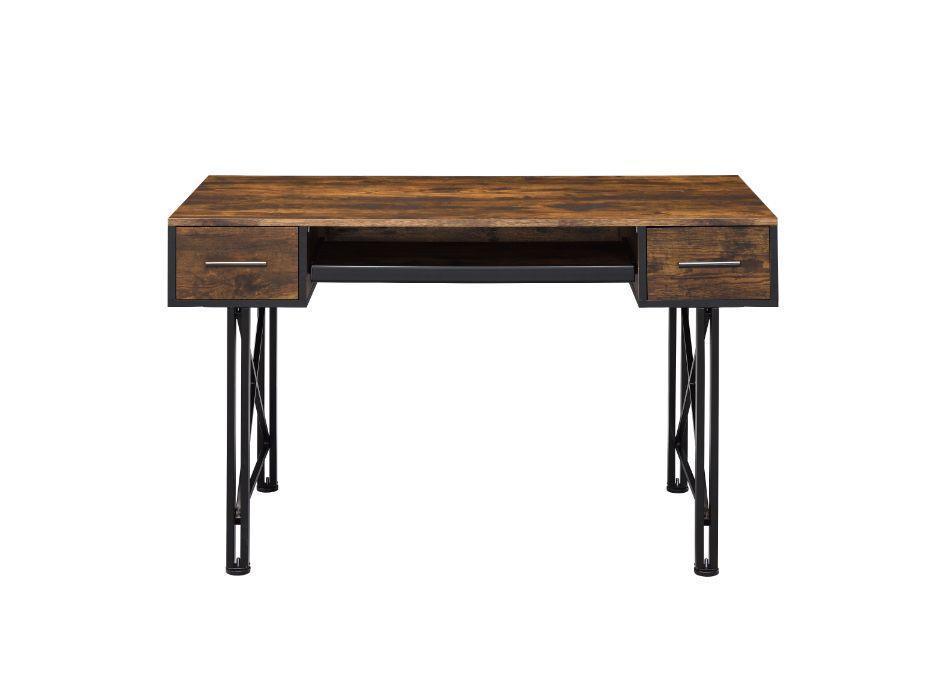 ACME Settea Computer Desk, Weathered Oak & Black Finish FredCo