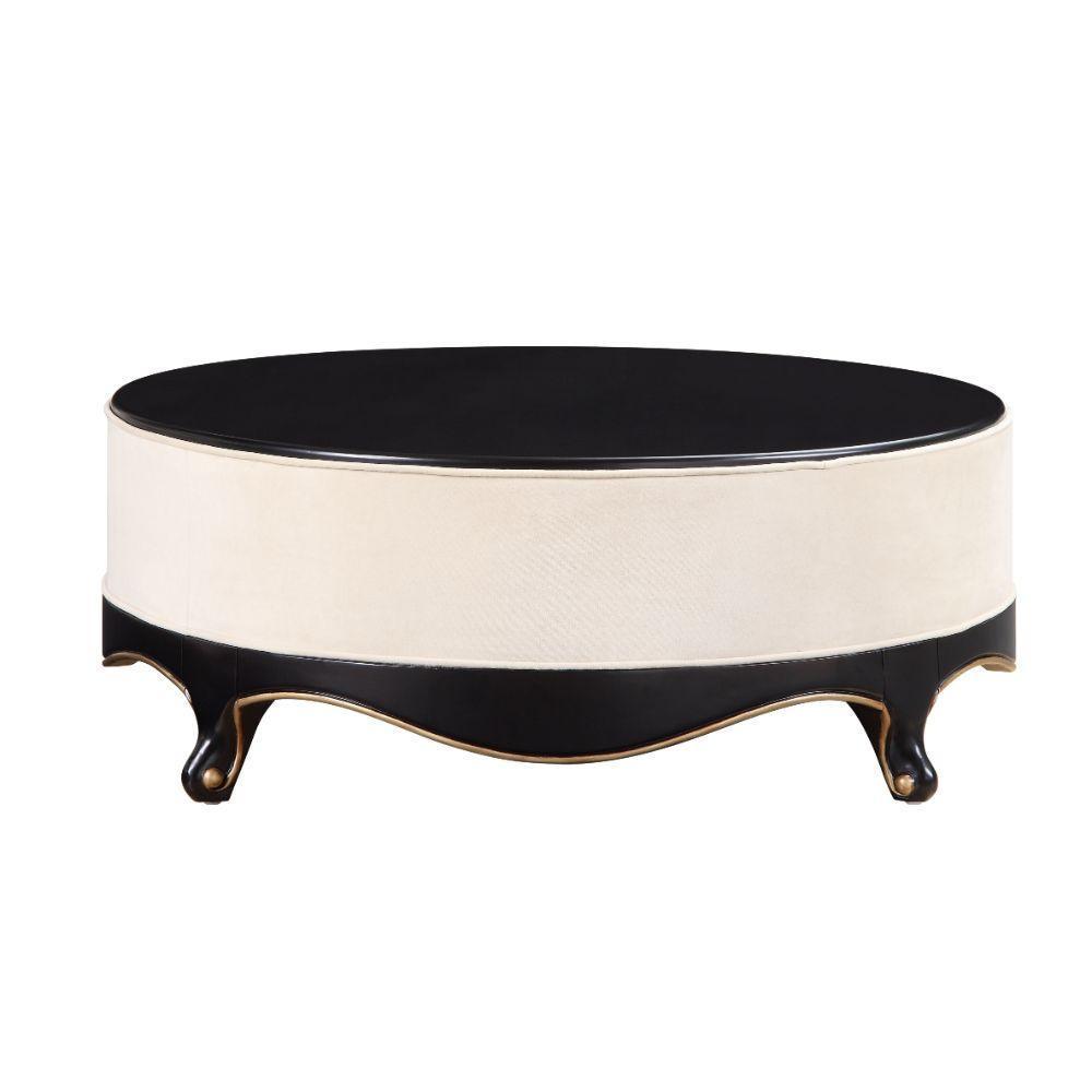 ACME Sheridan Cocktail Table, Cream Fabric & Black FredCo