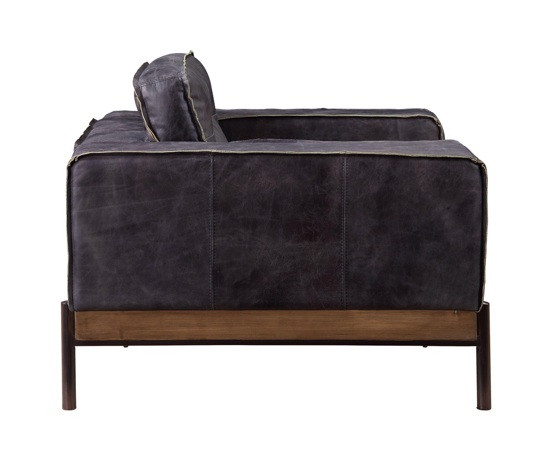 ACME Silchester Sofa, Antique Ebony Top Grain Leather FredCo