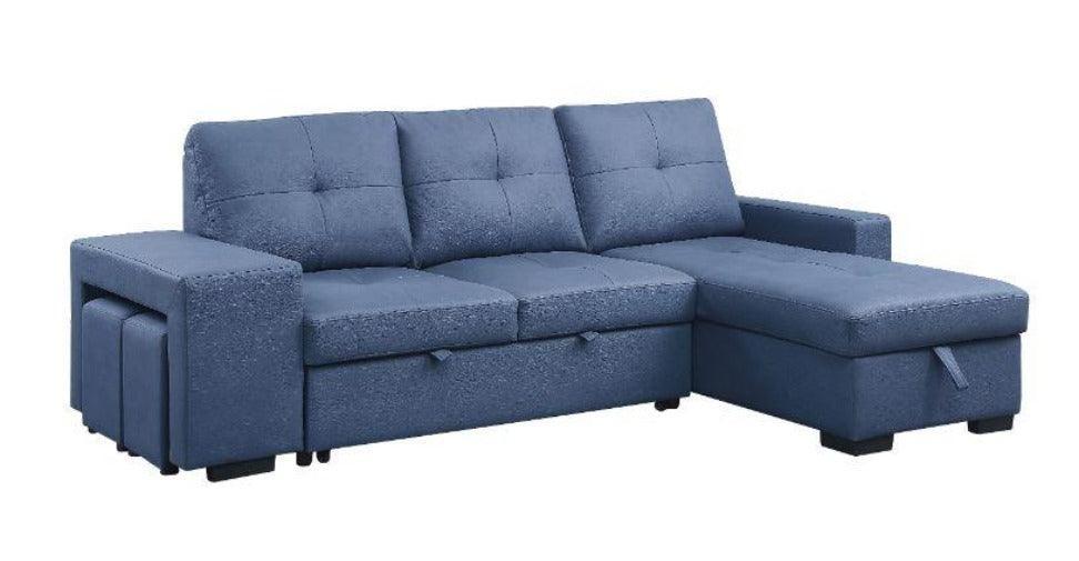 ACME Strophios Reversible Sleeper Sofa, Blue Fabric FredCo