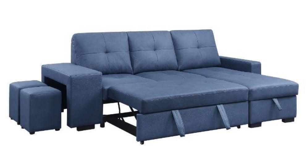 ACME Strophios Reversible Sleeper Sofa, Blue Fabric FredCo