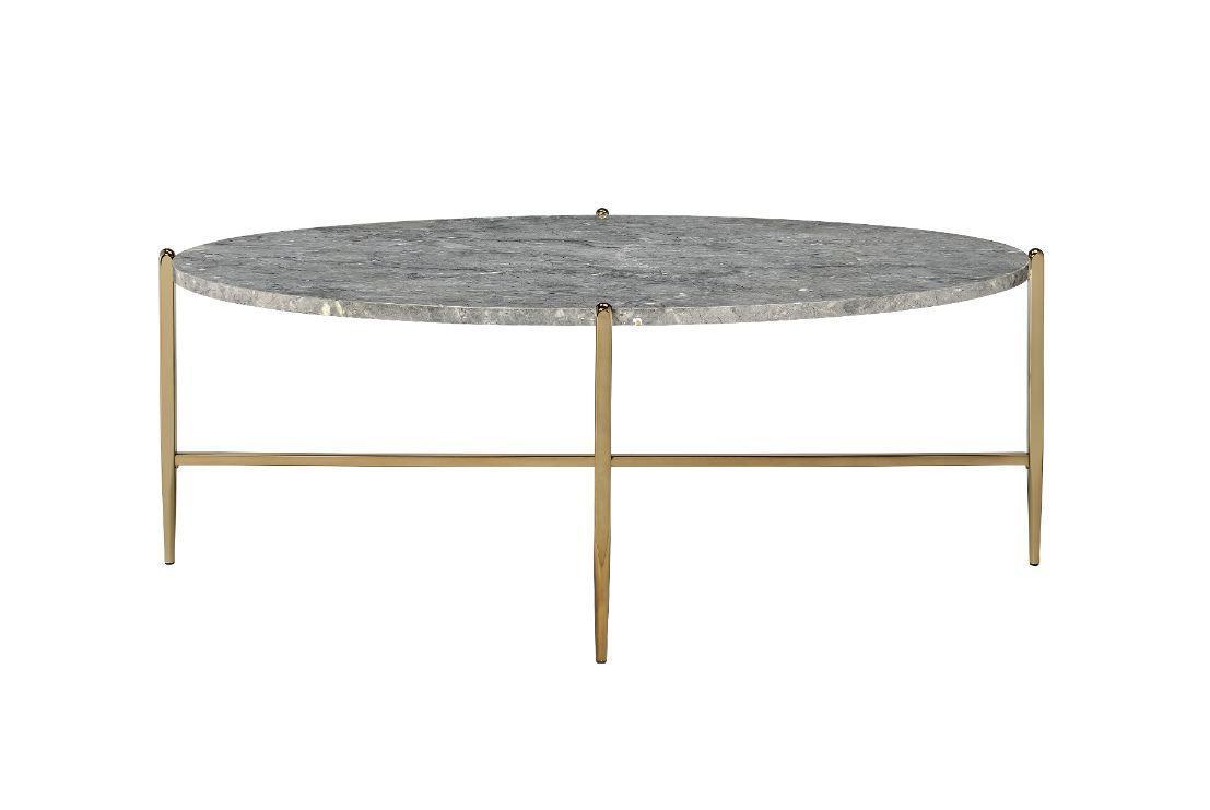 ACME Tainte Coffee Table, Faux Marble & Champagne Finish FredCo