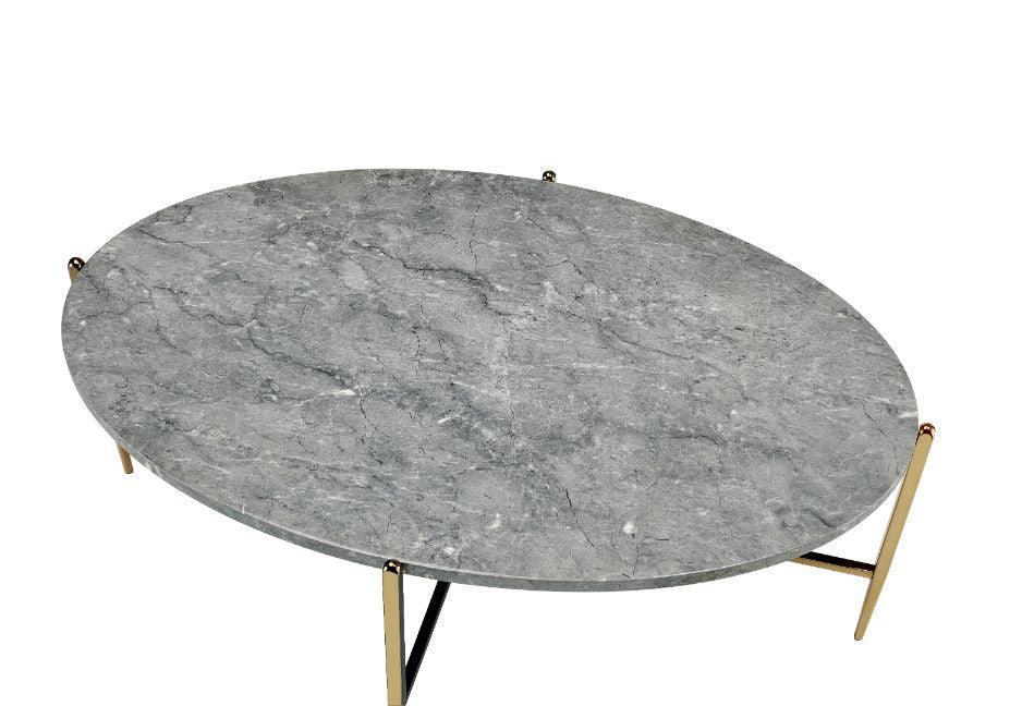 ACME Tainte Coffee Table, Faux Marble & Champagne Finish FredCo