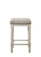 ACME Tasnim Counter Height Stool, Tan Fabric & Antique White Finish FredCo