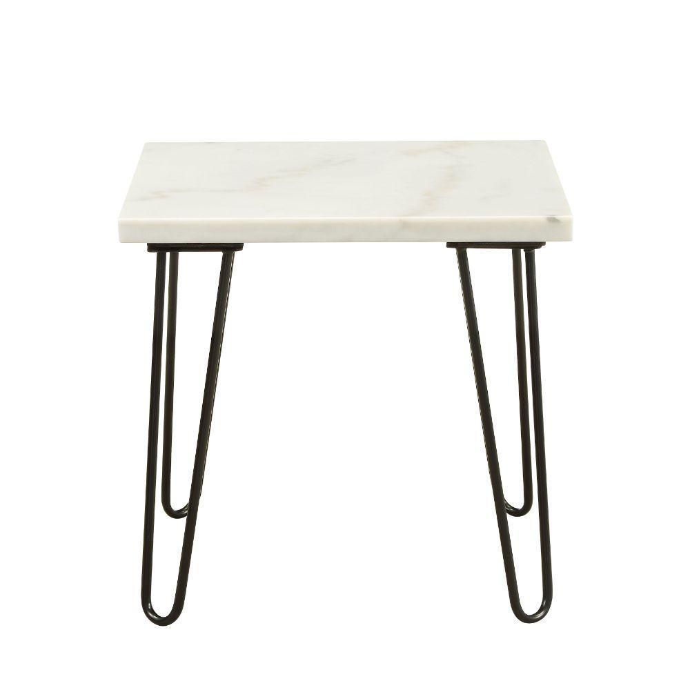 ACME Telestis End Table, White Marble & Black FredCo