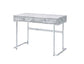 ACME Tigress Writing Desk, White Printed Faux Marble & Chrome Finish FredCo