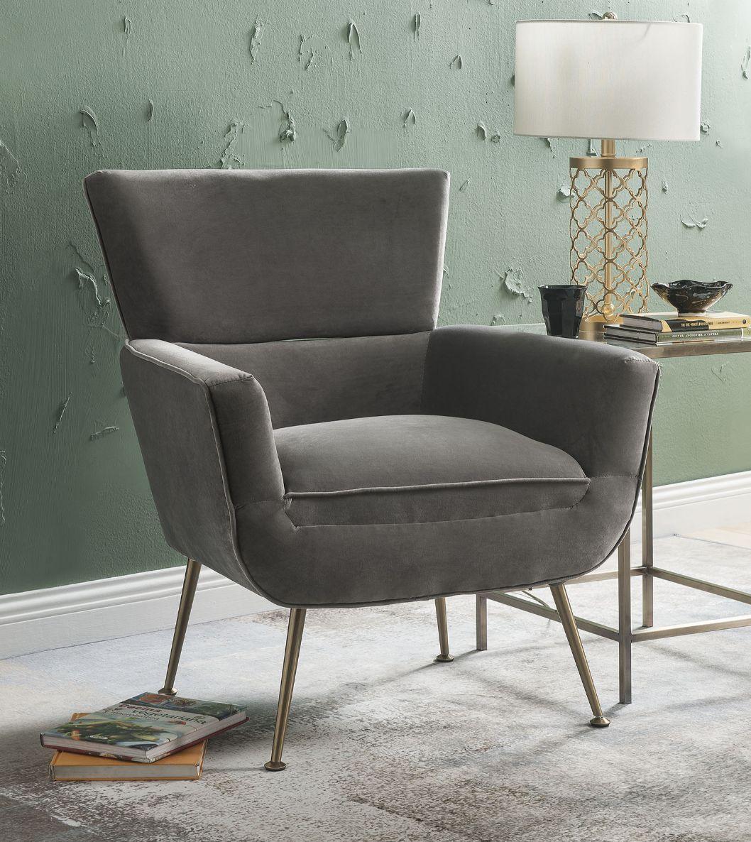 ACME Varik Accent Chair, Gray Velvet FredCo